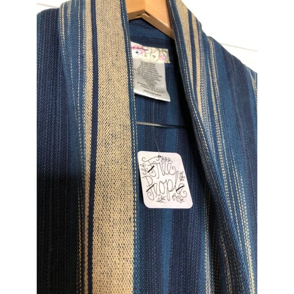 Free People Odyssey Indigo Blue Stripe Kimono One Size S M L - Picture 6 of 7
